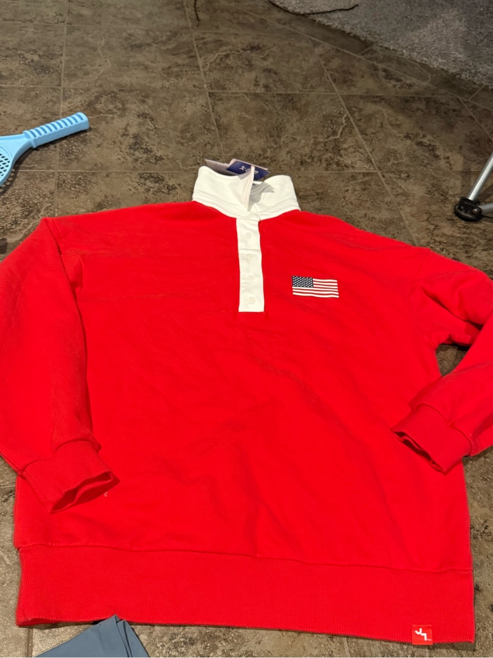 💙 Women’s JoyLab Americana French terry polo oversized sweatshirt